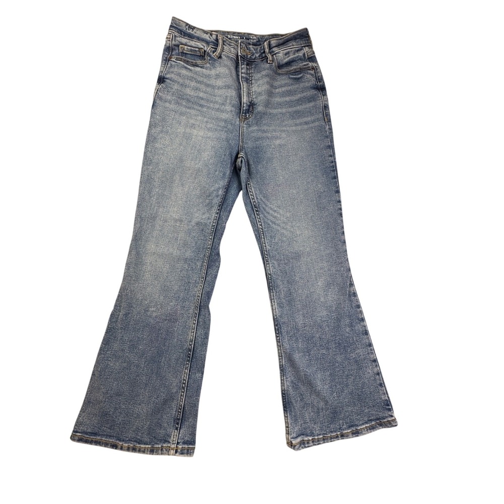 Old Navy Higher High-Rise Flare Jeans Medium Wash Blue Denim Size 8 Flare Leg